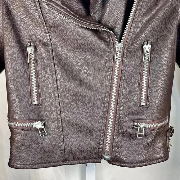 EVNL Moto Jacket Size Medium Faux Leather City Streetwear Brown Biker - Picture 5 of 10